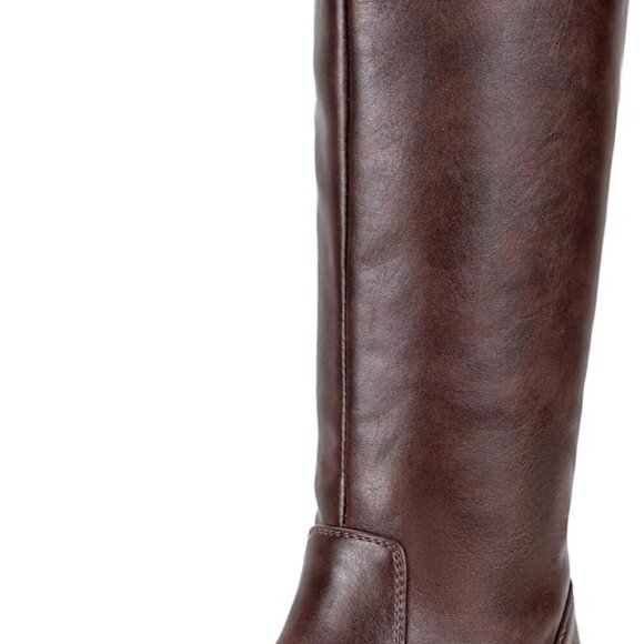Women’s Synthetic Leather Knee High Boots Low Heel Platform Zipper Woman